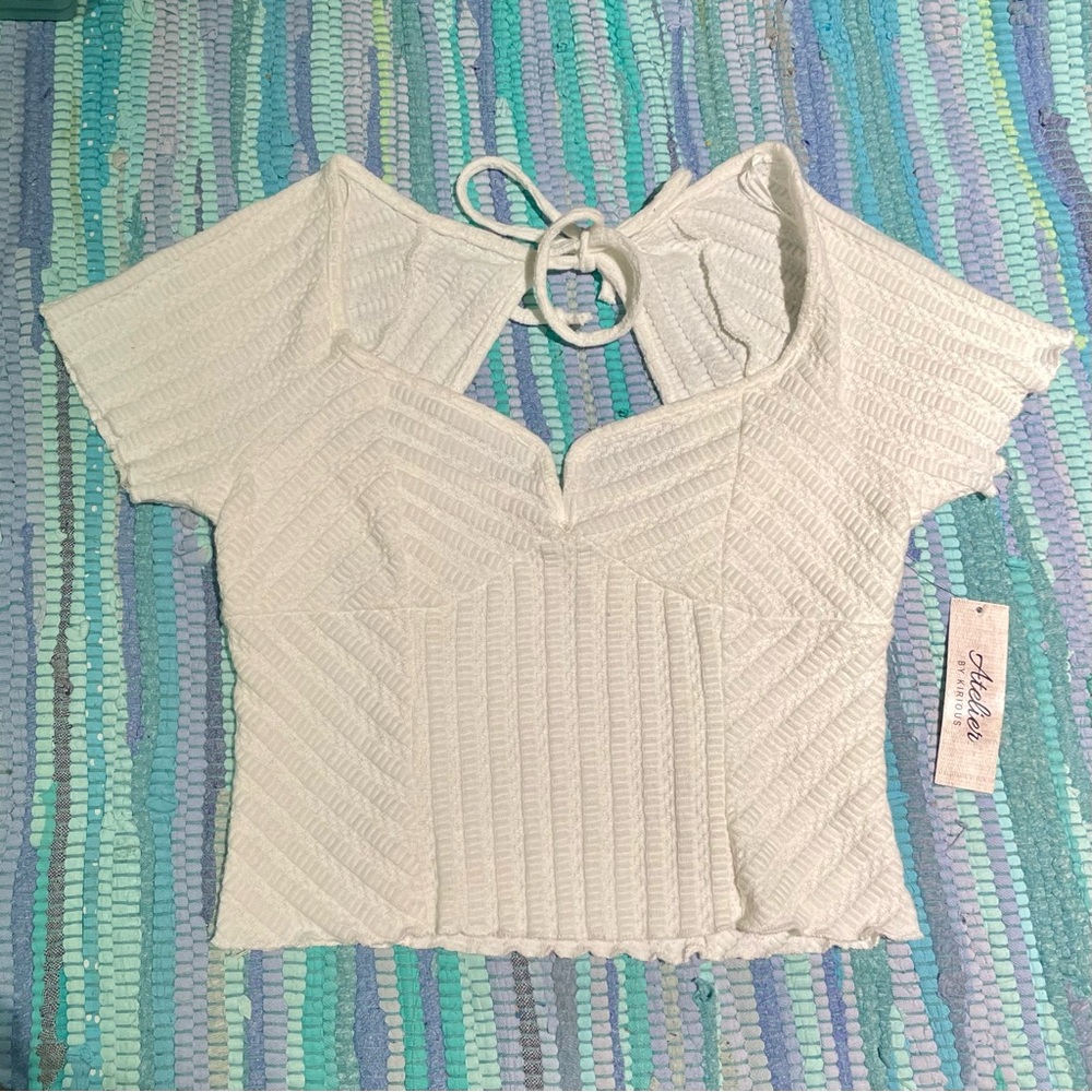 Atelier by Kirious White Knit Cropped Sweater